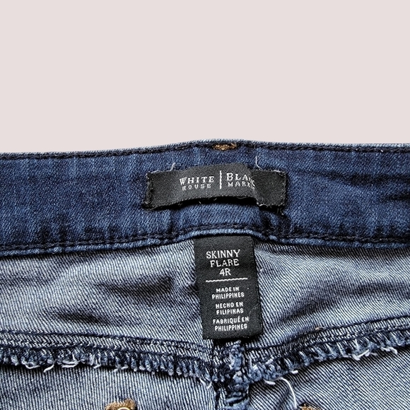 WHITE House Black Market skinny flare size 4 dark wash stretch T57. - Picture 7 of 9